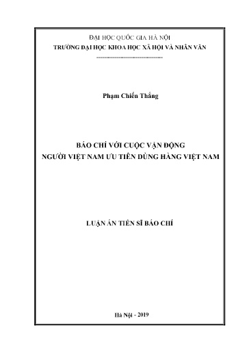 Luận án Báo chí với cuộc vận động người Việt Nam ưu tiên dùng hàng Việt Nam