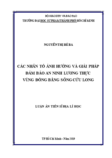 Luận án Các nhân tố ảnh hưởng và giải pháp đảm bảo an ninh lương thực