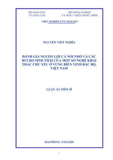 Luận án Đánh giá nguồn lợi cá nổi nhỏ và các rủi ro sinh thái của một số nghề khai thác chủ yếu ở vùng biển vịnh Bắc Bộ, Việt Nam