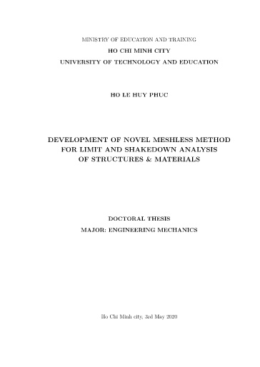 Luận án Development of novel meshless method for limit and shakedown analysis of structures and materials
