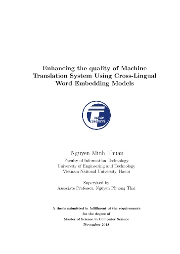 Luận án Enhancing the quality of machine translation system using cross-lingual word embedding models