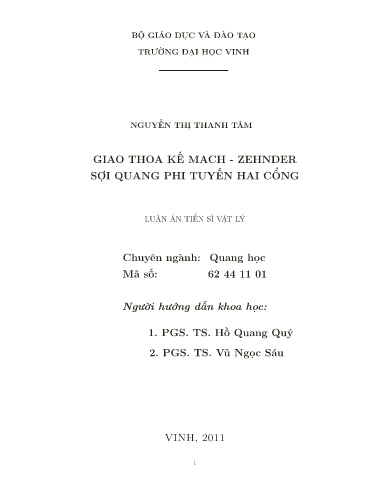 Luận án Giao thoa kế mạch - Zehnder sợi quang phi tuyến hai cổng