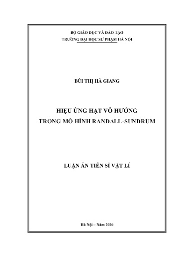 Luận án Hiệu ứng hạt vô hướng trong mô hình randall-sundrum