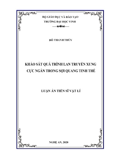 Luận án Khảo sát quá trình lan truyền xung cực ngắn trong sợi quang tinh thể