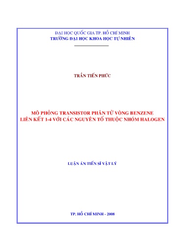 Luận án Mô phỏng Transistor phân tử vòng Benzene liên kết 1-4 với các nguyên tố thuộc nhóm Halogen