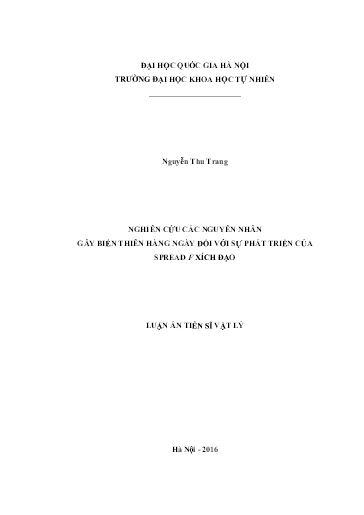 Luận án Nghiên cứu các nguyên nhân gây biến thiên hàng ngày đối với sự phát triển của spread F xích đạo