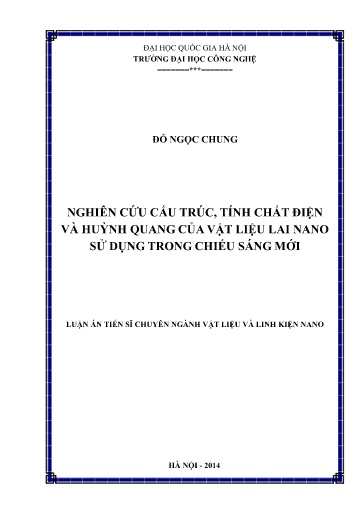 Luận án Nghiên cứu cấu trúc, tính chất điện và huỳnh quang của vật liệu lai nano sử dụng trong chiếu sáng mới