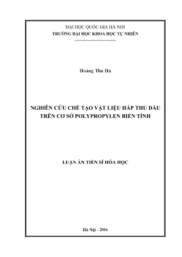 Luận án Nghiên cứu chế tạo vật liệu hấp thu dầu trên cơ sở polypropylen biến tính