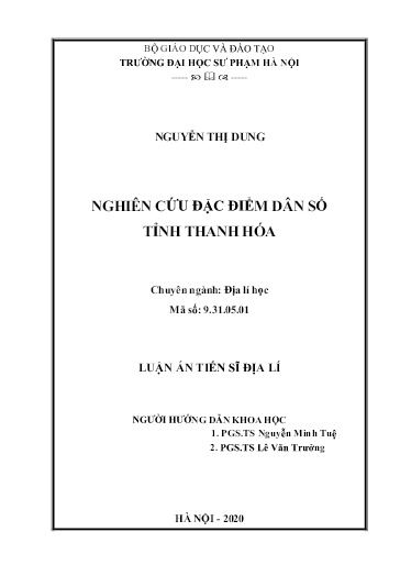 Luận án Nghiên cứu đặc điểm dân số tỉnh Thanh Hóa