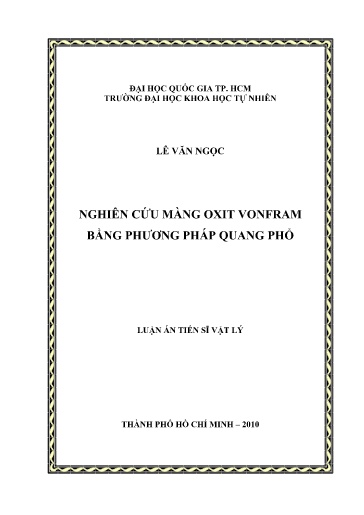 Luận án Nghiên cứu màng Oxit Vonfram bằng phương pháp quang phổ
