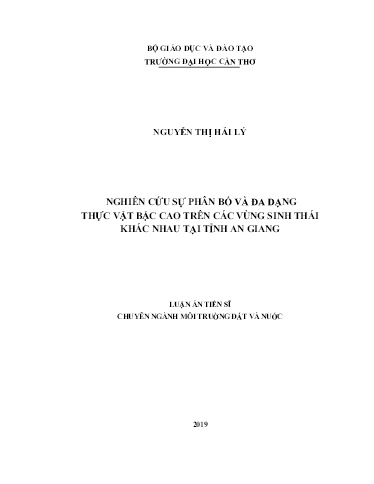 Luận án Nghiên cứu sự phân bố và đa dạng thực vật bậc cao trên các vùng sinh thái khác nhau tại tỉnh An Giang