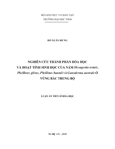 Luận án Nghiên cứu thành phần hóa học và hoạt tính sinh học của nấm Hexagonia tenuis, Phellinus gilvus, Phellinus baumii và Ganoderma australe ở vùng Bắc Trung Bộ