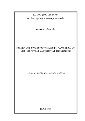 Luận án Nghiên cứu ứng dụng vật liệu Fe⁰ nano để xử lý kết hợp Nitrat và Photphat trong nước