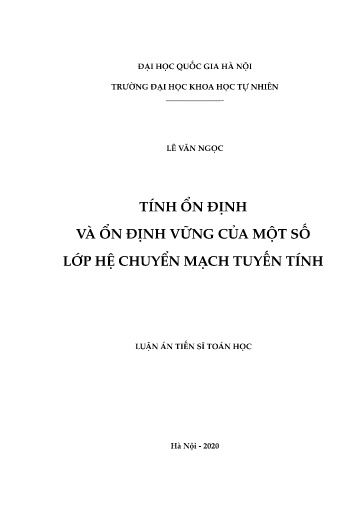 Luận án Tính ổn định và ổn định vững của một số lớp hệ chuyển mạch tuyến tính
