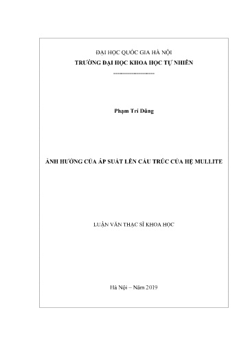 Luận văn Ảnh hưởng của áp suất lên cấu trúc của hệ Mullite
