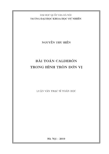 Luận văn Bài toán Calderón trong hình tròn đơn vị