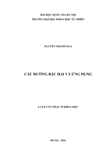 Luận văn Các đường bậc hai và ứng dụng