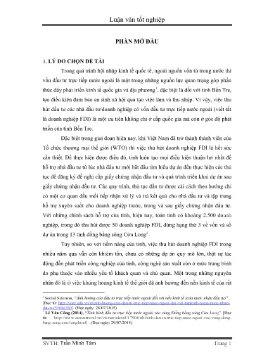 Luận văn Các yếu tố ảnh hưởng đến thu hút doanh nghiệp đầu tư trực tiếp nước ngoài tại tỉnh Bến Tre