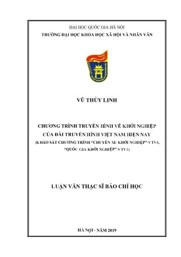 Luận văn Chương trình truyền hình về khởi nghiệp của đài truyền hình Việt Nam hiện nay