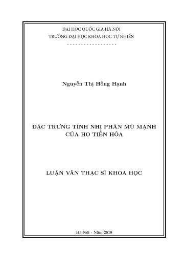 Luận văn Đặc trưng tính nhị phân mũ mạnh của họ tiến hóa