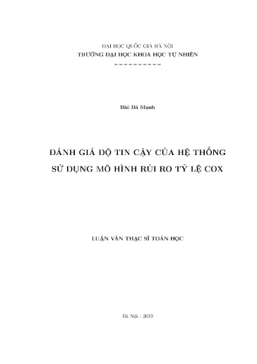 Luận văn Đánh giá độ tin cậy của hệ thống sử dụng mô hình rủi ro tỷ lệ Cox