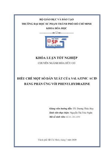 Luận văn Điều chế một số dẫn xuất của salazinic acid bằng phản ứng với phenylhydrazine
