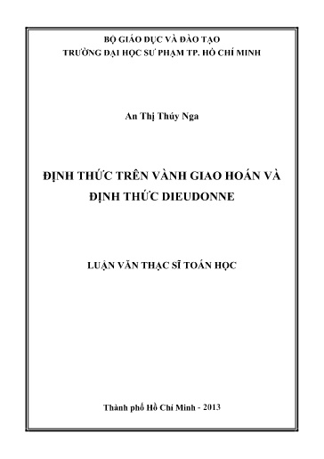 Luận văn Định thức trên vành giao hoán và định thức dieudonne