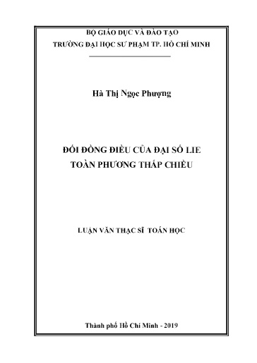 Luận văn Đối đồng điều của đại số lie toàn phương thấp chiều