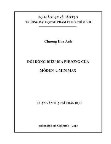 Luận văn Đối đồng điều địa phương của môđun ⍺-Minimax