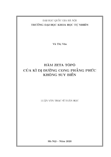 Luận văn Hàm Zeta Tôpô của kì dị đường cong phẳng phức không suy biến