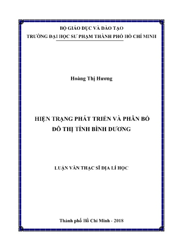 Luận văn Hiện trạng phát triển và phân bố đô thị tỉnh Bình Dương