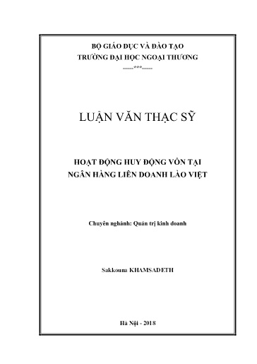 Luận văn Hoạt động huy động vốn tại ngân hàng liên doanh Lào Việt
