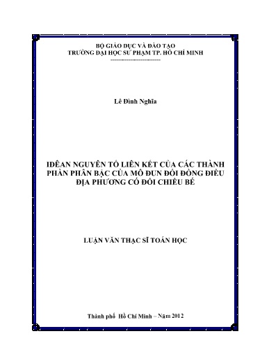 Luận văn Iđêan nguyên tố liên kết của các thành phần phân bậc của mô đun đối đồng điều địa phương có đối chiều bé