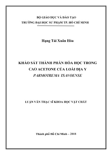 Luận văn Khảo sát thành phần hóa học trong cao acetone của loài địa y parmotrema tsavoense