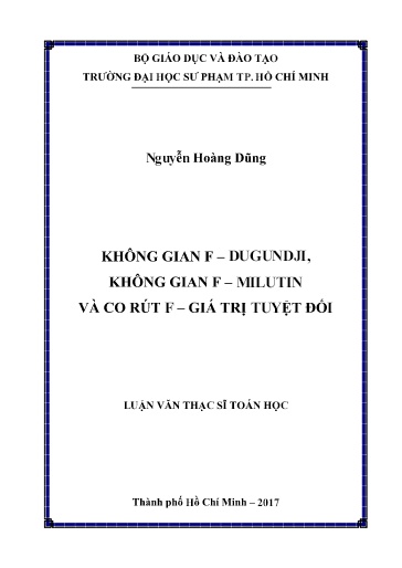 Luận văn Không gian F - Dugundji, không gian F - Milutin và co rút F - Giá trị tuyệt đối