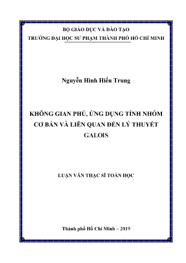 Luận văn Không gian phủ, ứng dụng tính nhóm cơ bản và liên quan đến lý thuyết Galois