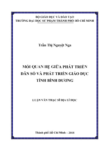 Luận văn Mối quan hệ giữa phát triển dân số và phát triển giáo dục tỉnh Bình Dương