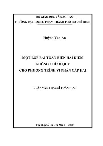 Luận văn Một lớp bài toán biên hai điểm không chính quy cho phương trình vi phân cấp hai