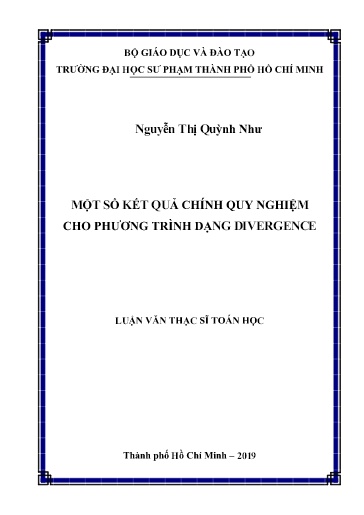 Luận văn Một số kết quả chính quy nghiệm cho phương trình dạng divergence