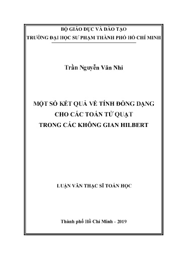 Luận văn Một số kết quả về tính đồng dạng cho các toán tử quạt trong các không gian hilbert