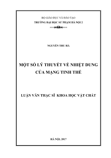 Luận văn Một số lý thuyết về nhiệt dung của mạng tinh thể