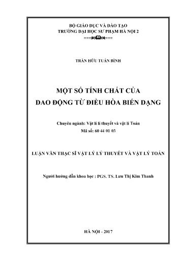 Luận văn Một số tính chất của dao động từ điều hòa biến dạng