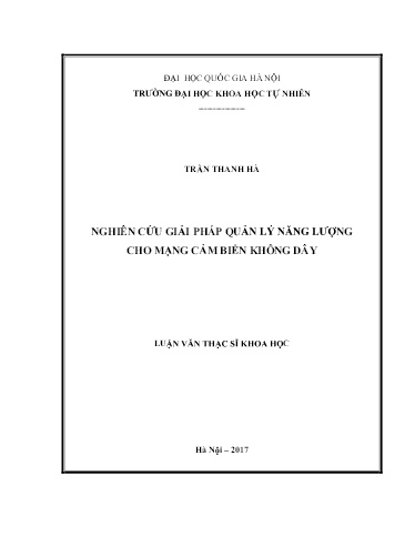 Luận văn Nghiên cứu giải pháp quản lý năng lượng cho mạng cảm biến không dây