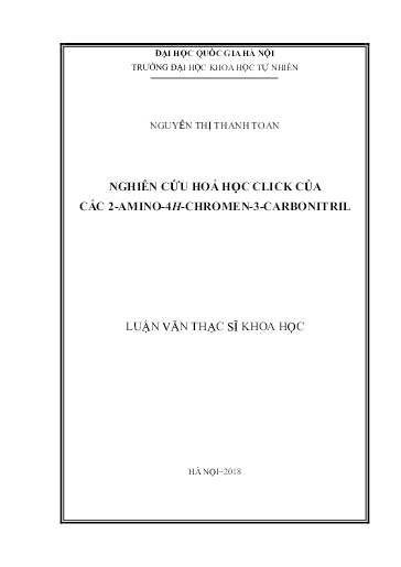 Luận văn Nghiên cứu hóa học click của các 2-Amino-4H-Chromen-3-Carbonitril