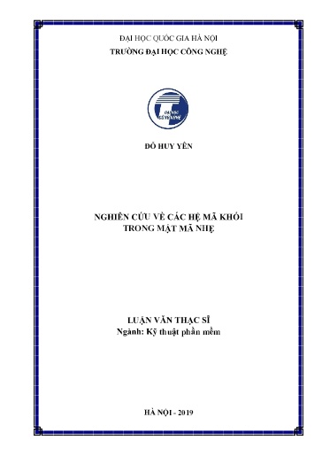 Luận văn Nghiên cứu về các hệ mã khối trong mật mã nhẹ