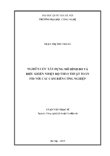 Luận văn Nghiên cứu xây dựng mô hình đo và điều khiển nhiệt độ theo thuật toán PID với các cảm biến công nghiệp