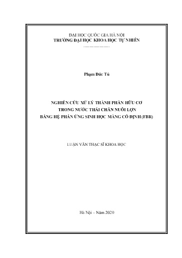 Luận văn Nghiên cứu xử lý thành phần hữu cơ trong nước thải chăn nuôi lợn bằng hệ phản ứng sinh học màng cố định (FBR)