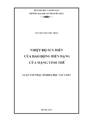 Luận văn Nhiệt độ suy biến của dao động biến dạng của mạng tinh thể