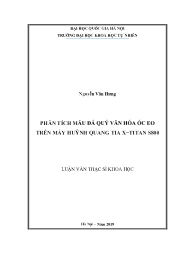 Luận văn Phân tích mẫu đá quý văn hóa óc eo trên máy huỳnh quang tia X−titan S800