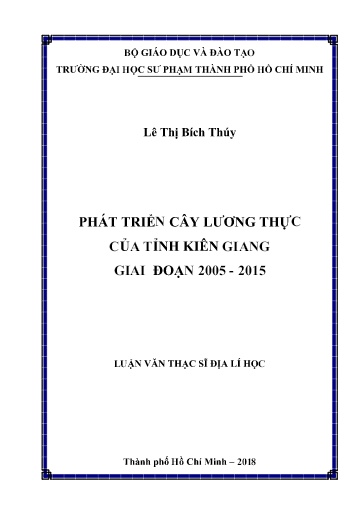 Luận văn Phát triển cây lương thực của tỉnh Kiên Giang giai đoạn 2005-2015